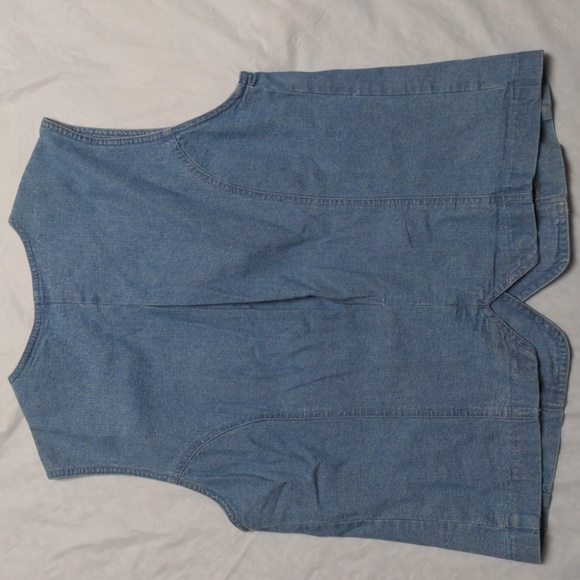 Vintage 90s Denim Button Up Vest Boho Festival Western Cottagecore Sz Medium - Picture 6 of 6